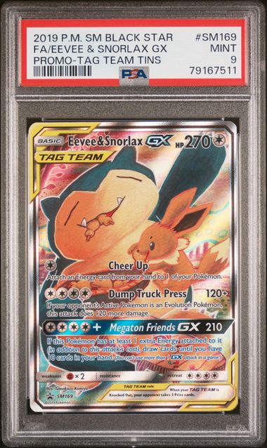PSA 2019 POKEMON FA/EEVEE & SNORLAX GX SM BLACK STAR PROMO #SM169 TAG TEAM