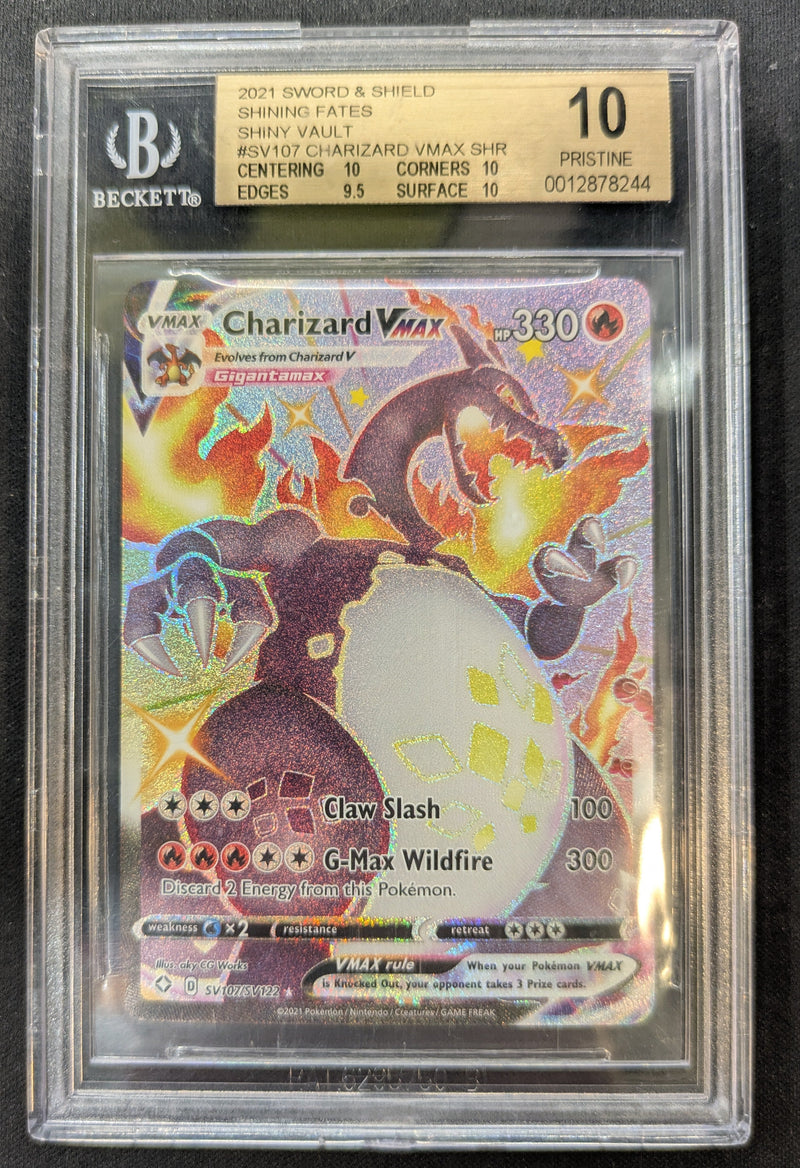 Charizard VMAX SHR GX 2021 Pokemon Sword and Shield Shining Fates Shiny Vault Beckett Pristine 10