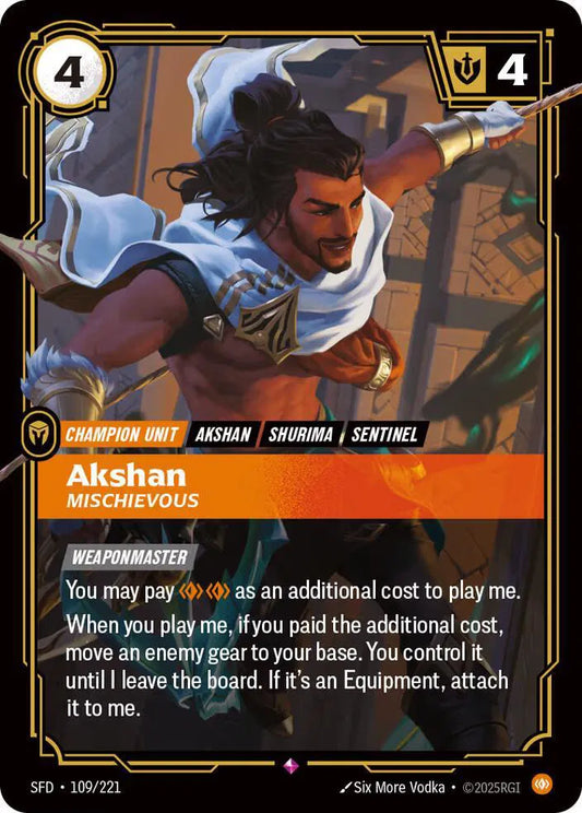 Akshan - Mischievous Spiritforged Rare • 109/221 Foil