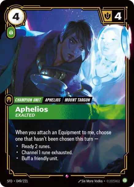Aphelios - Exalted Spiritforged Rare • 049/221 Foil