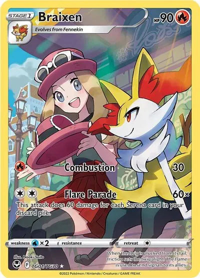 Braixen Ultra Rare TG01/TG30 Silver Tempest Trainer Gallery