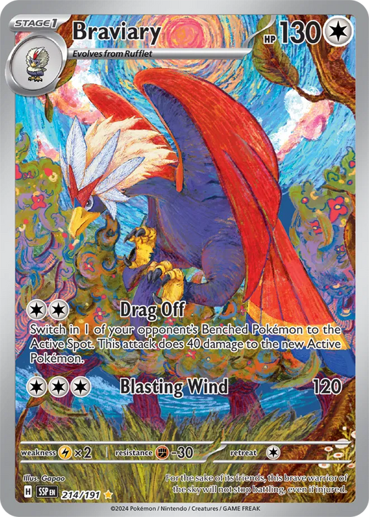 Braviary Pokemon Illustration Rare 214/191 Surging Sparks