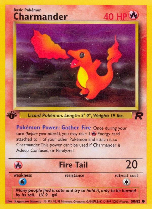 Charmander Team Rocket 50/82 Regular 1st Edition Common - LP 50/82