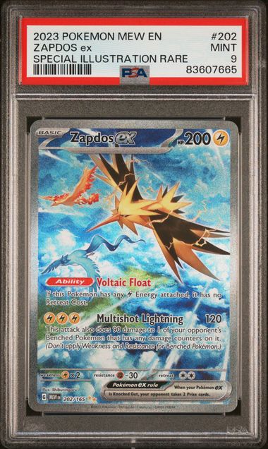 PSA 2023 #202 ZAPDOS ex SPECIAL ILLUSTRATION RARE 151 Mint 9