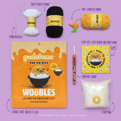 The Woobles: Gudetama™ Egg on Rice [Learn to Crochet Kit For Beginners]