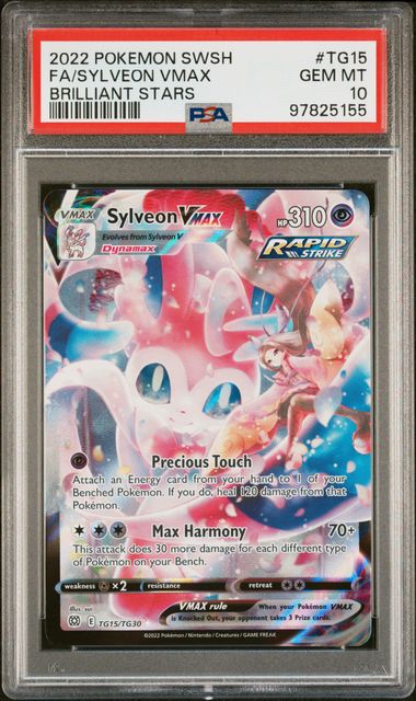 PSA 2022 POKEMON FA/SYLVEON VMAX SWORD & SHIELD #TG15 BRILLIANT STARS GEM-MT 10