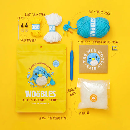 The Woobles: Pierre the penguin [Learn to Crochet Kit For Beginners]