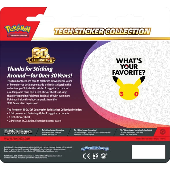 Pokemon 30th Celebration Tech Sticker Collection
