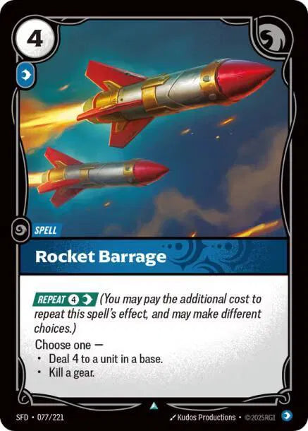 Rocket Barrage Spiritforged Uncommon • 077/221 Normal