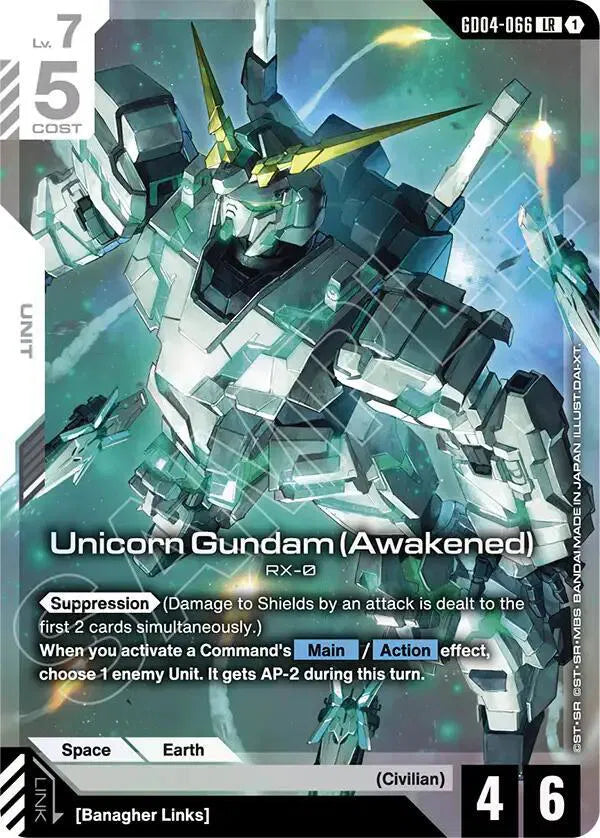 Unicorn Gundam (Awakened) Phantom Aria Legend Rare GD04-066