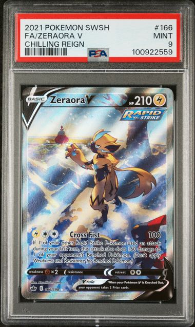 PSA 2021 FA/ZERAORA V SWORD & SHIELD CHILLING REIGN #166 CHILLING REIGN Mint 9