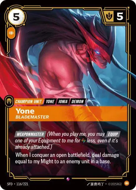 Yone - Blademaster Spiritforged Rare • 116/221 Foil
