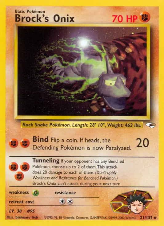 Brock's Onix (21) Gym Heroes Rare 21
