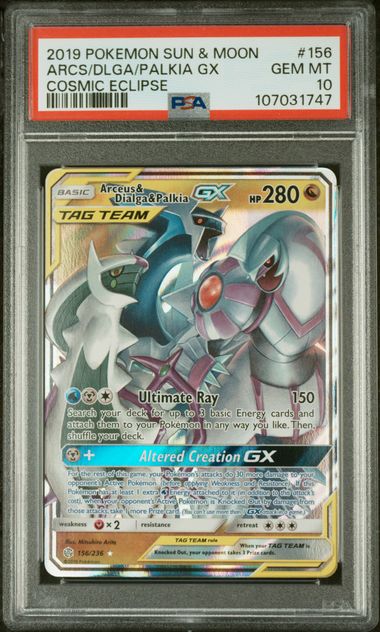 PSA 2019 SUN & MOON COSMIC ECLIPSE #156 ARCS/DLGA/PALKIA GX COSMIC ECLIPSE