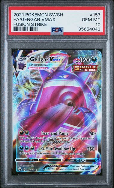 PSA 2021 Pokemon SWSH #157 FA/Gengar Vmax Fusion Strike GEM MT 10