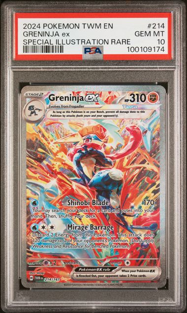 PSA Greninja ex 2024 Pokemon TWN EN #214 GEM MT 10