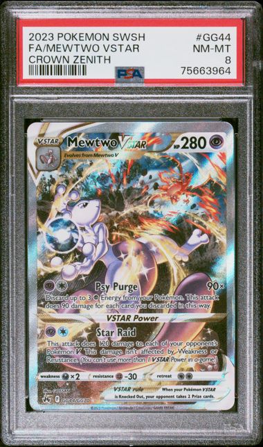 PSA 2023 Pokemon SWSH #GG44, FA/Mewtwo Vstar Crown Zenith, NM-MT 8