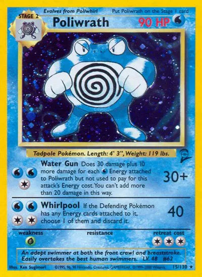 Poliwrath Holo Rare 15 Base Set 2