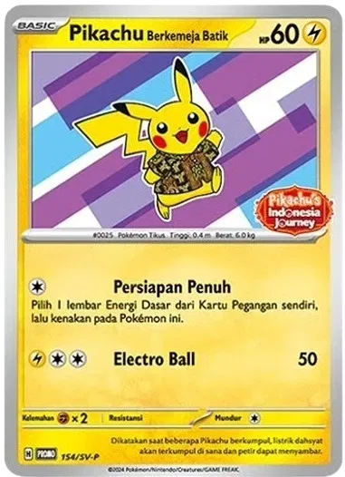 Indonesian Pikachu Berkemeja Batik (ID) Miscellaneous Cards & Products Promo 154/SV-P