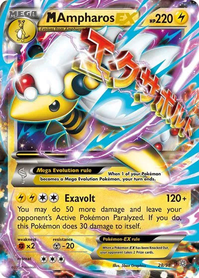 M Ampharos EX Pokemon Ultra Rare 28 Ancient Origins