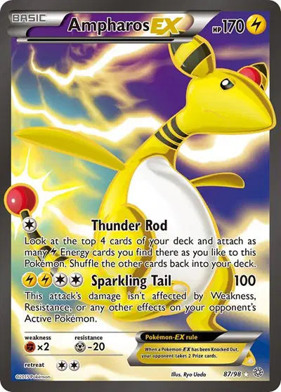 Ampharos EX (87 Full Art) Pokemon Ultra Rare 87 Ancient Origins