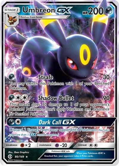 Umbreon GX Sun & Moon Base Set Ultra Rare 80