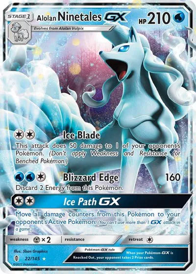 Alolan Ninetales GX Guardians Rising Ultra Rare 22/145