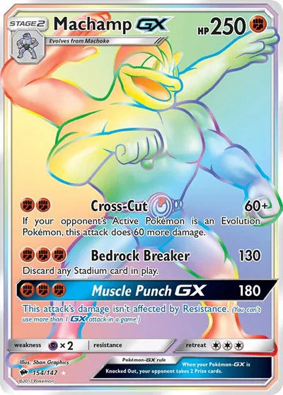 Machamp GX (Secret) Burning Shadows Secret Rare 154/147