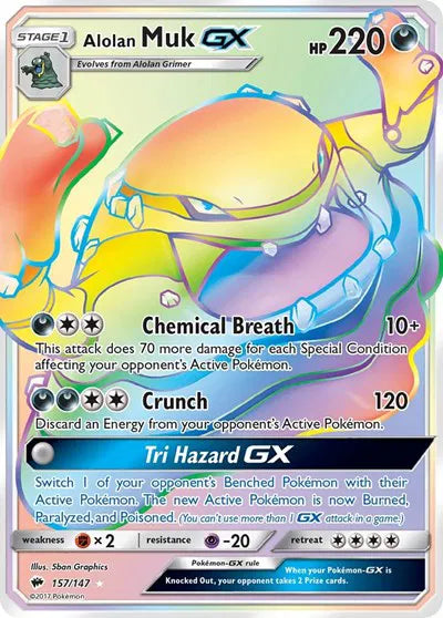 Alolan Muk GX (Secret) Burning Shadows Secret Rare 157/147