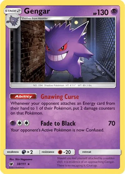 Gengar Crimson Invasion reverse holo Rare 38/111