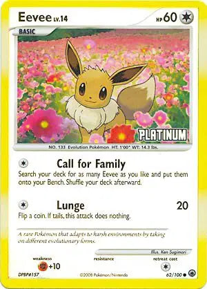 Eevee (Platinum) Pokemon Promo 62 Burger King Promos - Near mint (NM)