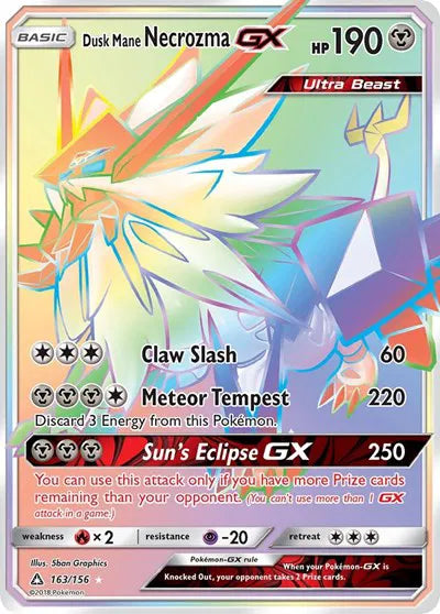 Dusk Mane Necrozma GX (Secret Rare) Ultra Prism Secret Rare 163/156