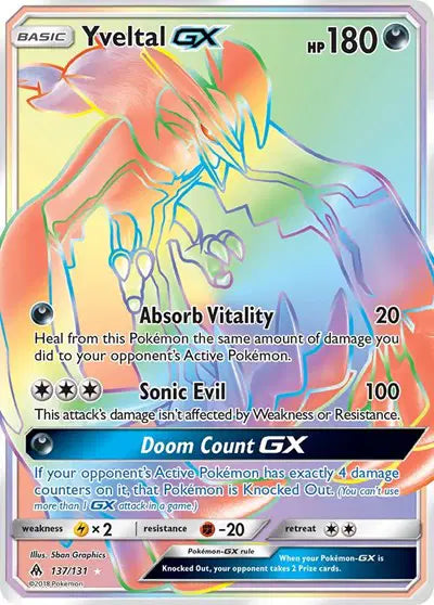 Yveltal GX Secret Rare  137 Forbidden Light