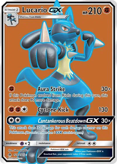 Lucario GX (Full Art) Forbidden Light Ultra Rare 122