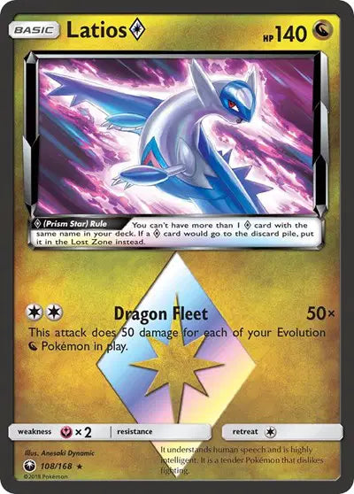 Latios Prism Star Pokemon Prism Rare 108 Celestial Storm