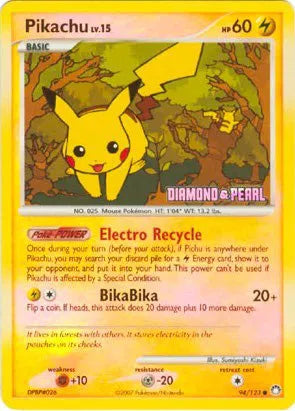 Pikachu (Diamond & Pearl) Burger King Promos Promo 94