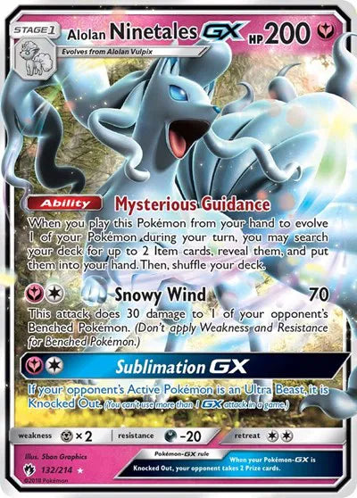 Alolan Ninetales GX Pokemon Ultra Rare 132 Lost Thunder