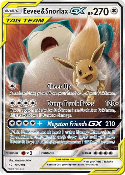 Eevee & Snorlax GX Pokemon Ultra Rare 120 Team Up