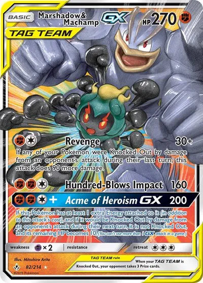 Marshadow & Machamp GX Unbroken Bonds Ultra Rare 82