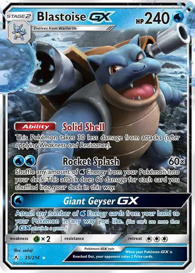Blastoise GX Pokemon Ultra Rare 35 Unbroken Bonds