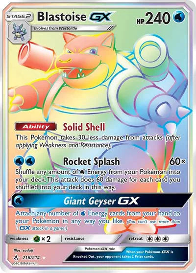 Blastoise GX (Secret) Unbroken Bonds Secret Rare 218