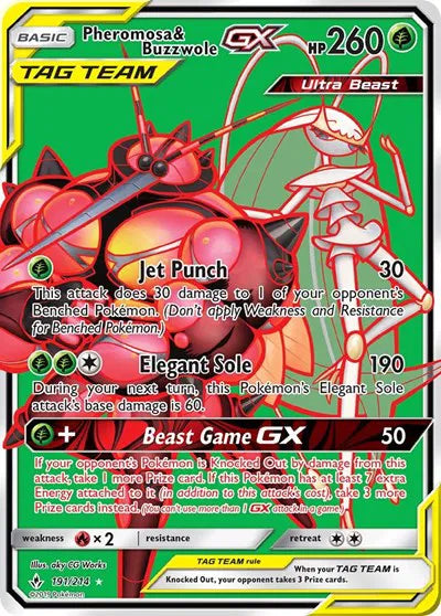 Pheromosa & Buzzwole GX (191) (Full Art) Unbroken Bonds Ultra Rare 191