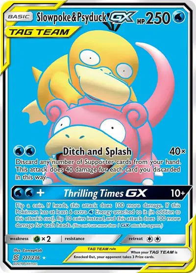 Slowpoke & Psyduck GX (Full Art) Pokemon Ultra Rare 217/236 Unified Minds