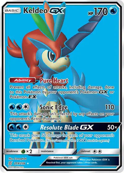 Keldeo GX (Full Art) Unified Minds Ultra Rare 219/236