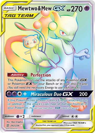 Mewtwo & Mew GX (Secret) Unified Minds Secret Rare 242/236