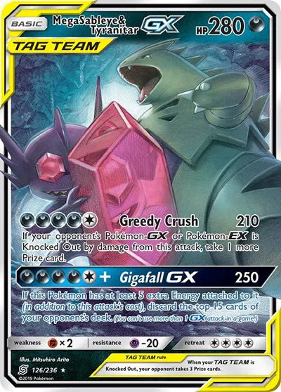 Mega Sableye & Tyranitar GX Pokemon Ultra Rare 126/236 Unified Minds
