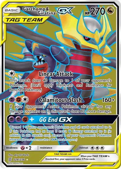 Garchomp & Giratina GX (Full Art) Pokemon Ultra Rare 228/236 Unified Minds