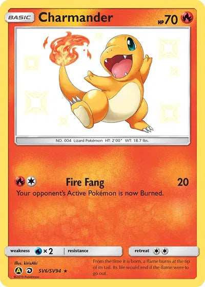 Charmander Pokemon Shiny Holo Rare SV6/SV94 Hidden Fates: Shiny Vault - Near mint (NM)