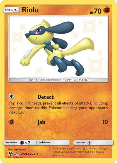 Riolu Hidden Fates: Shiny Vault Shiny Holo Rare SV21/SV94