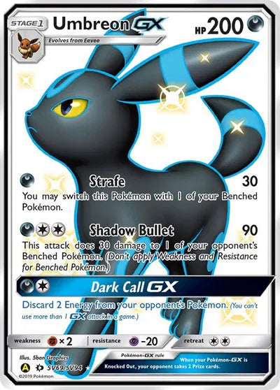 Umbreon GX Hidden Fates: Shiny Vault Shiny Holo Rare SV69/SV94